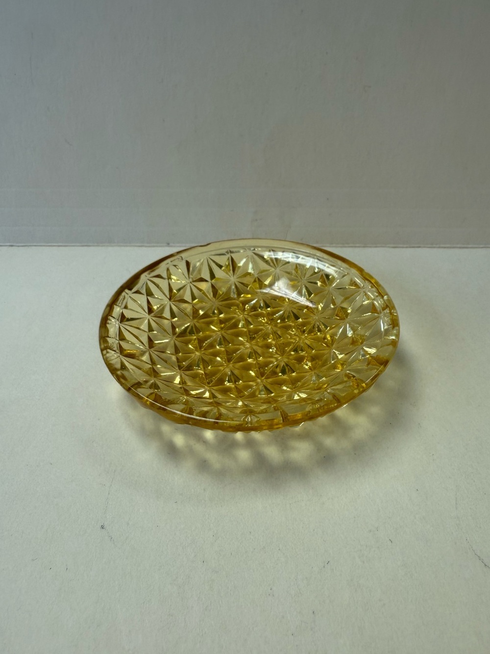 Vintage Amber EAPG Pressed Glass Starburst Butter Pat Trinket Tray Dish. - Picture 3 of 8